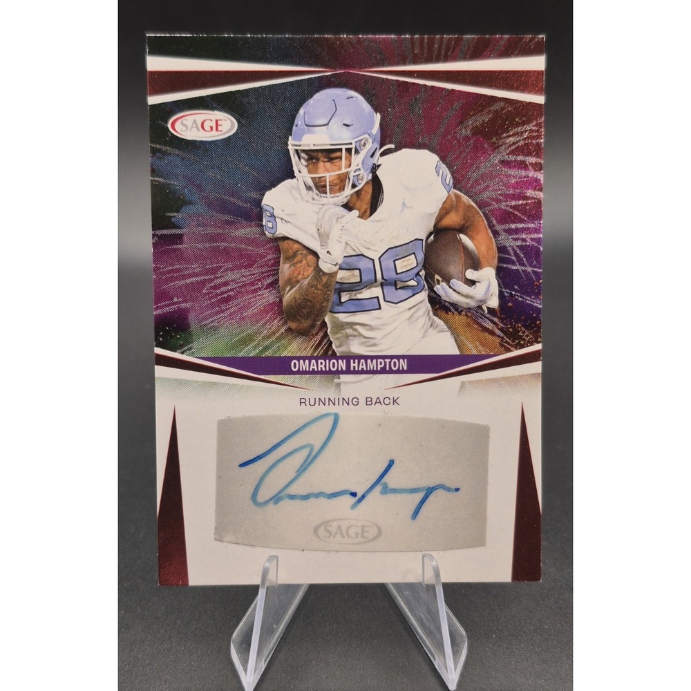 2025 Sage HIT Omarion Hampton A-OH Aspire Rookie Autograph Red Foil RC AU
